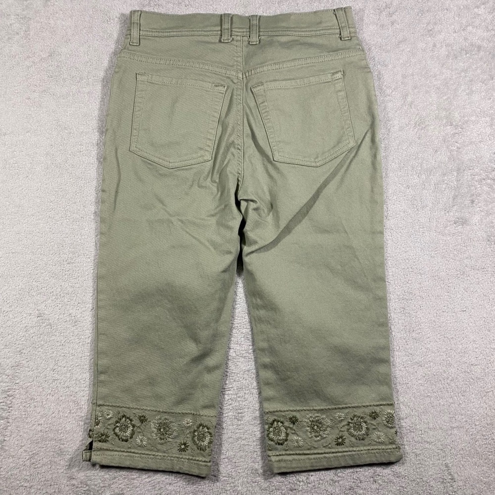 Gloria Vanderbilt Amanda Capri Women 6P Green Embroidered Hem‎ High Rise Pants - Picture 3 of 16